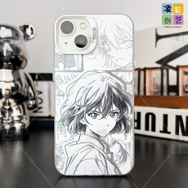 凌彩创艺手机壳适用苹果华为小米vivo名侦探柯南小哀大孔彩银壳