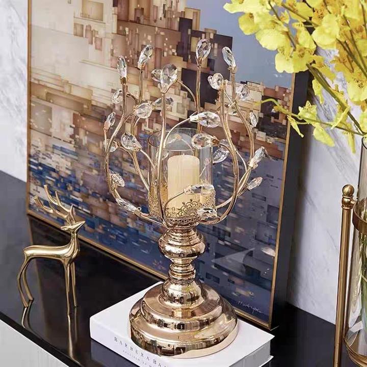 欧式香薰蜡烛台水晶烛台摆件高级感美式家用餐桌烛光晚餐道具浪漫