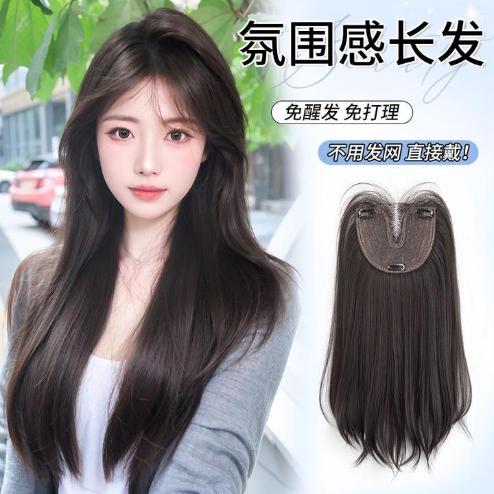 不用戴发网假发女片头顶增发量蓬松遮白发高颅顶无痕长直发假发片