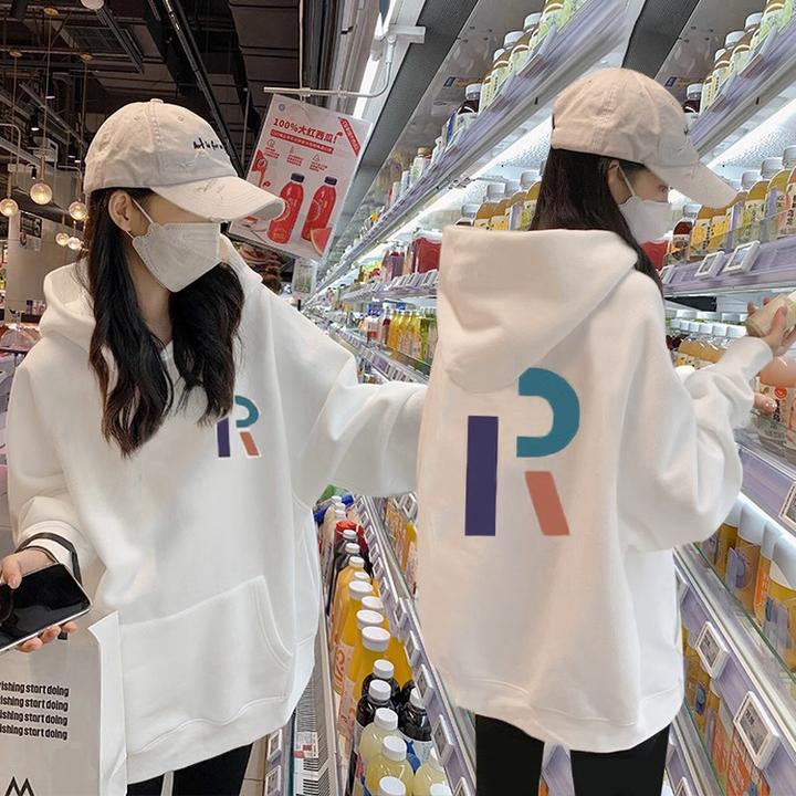 奶fufu连帽卫衣女秋冬季加绒加厚中长款遮屁股宽松慵懒风上衣