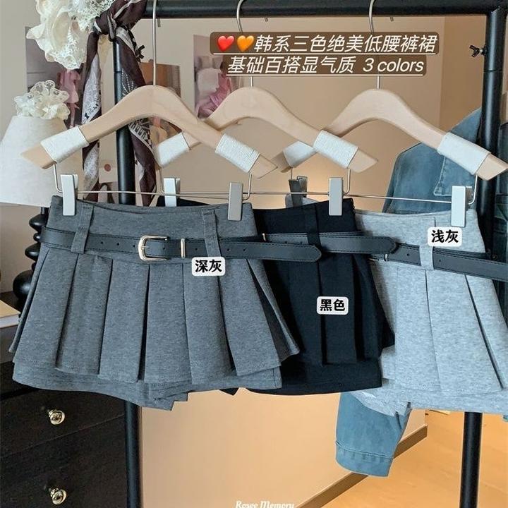 高腰显瘦辣妹百褶半身裙女韩系新款a字短裙小个子防走光裙裤百搭