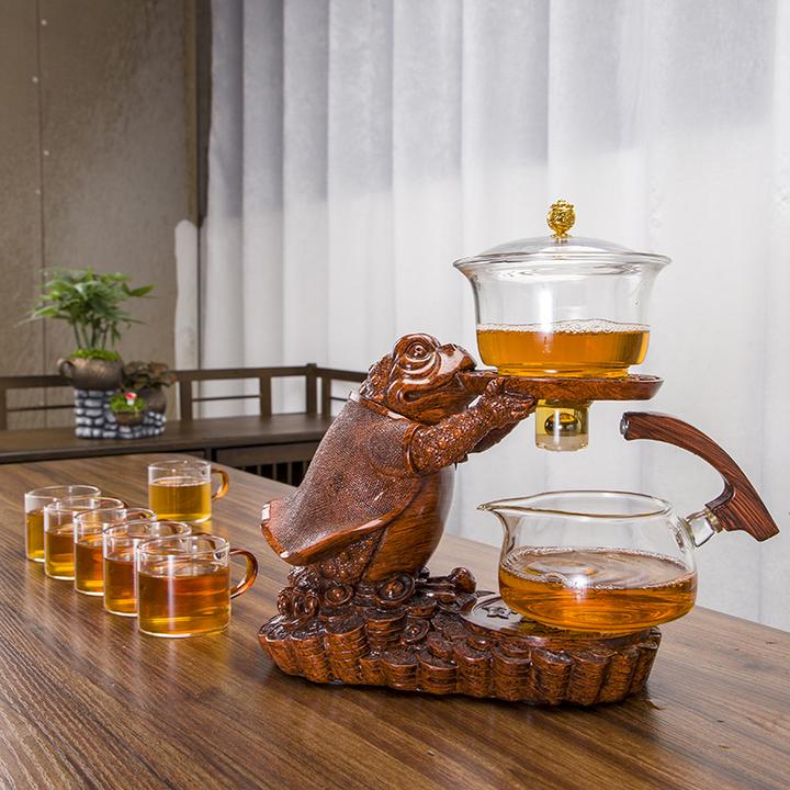 高端自动懒人玻璃磁吸出水茶具套装整套功夫茶杯泡茶壶冲茶器家用