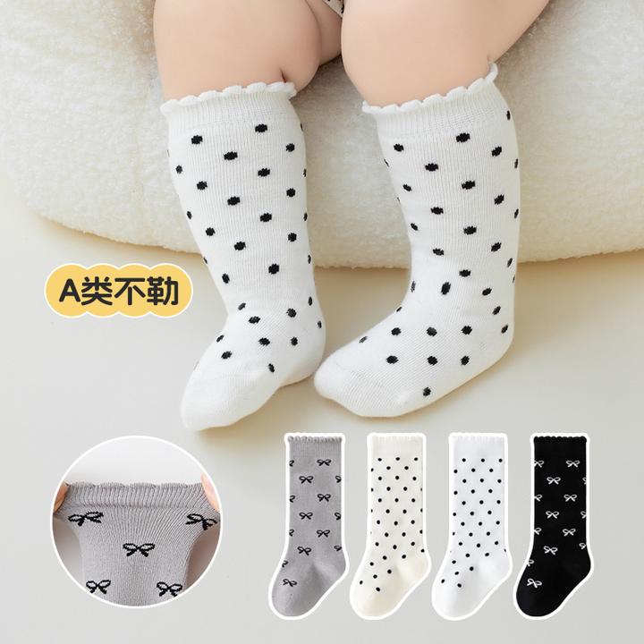 宝宝花边公主袜春秋款无骨新生婴儿小腿袜高弹不勒小腿肚高筒袜