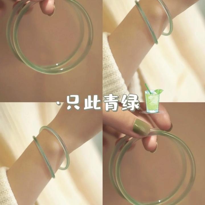 浅晴水小叮当--天然玉髓古风手镯叮当镯玛瑙镯子玉石冰透玉手镯