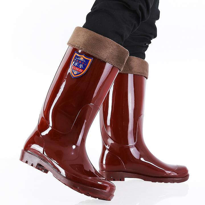 加厚无内里防水鞋高筒雨鞋成人雨靴男无里布胶鞋厨房加绒防滑速干