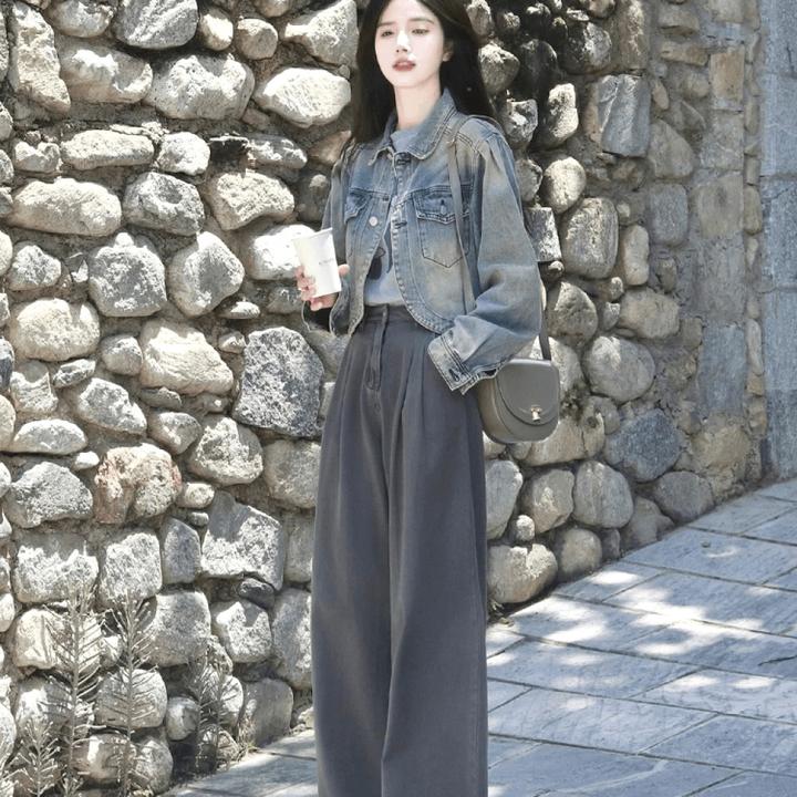 2025早秋新款设计感小众休闲宽松百搭显瘦夹克chic牛仔上衣裤子女