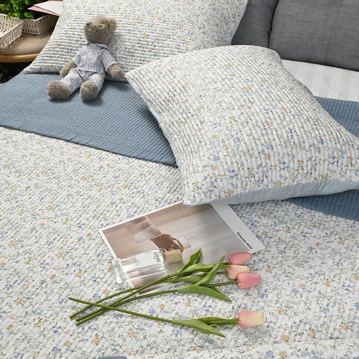 韩国天丝床盖三件套夏季双面两用绗缝砂洗夹棉碎花2025新款高端