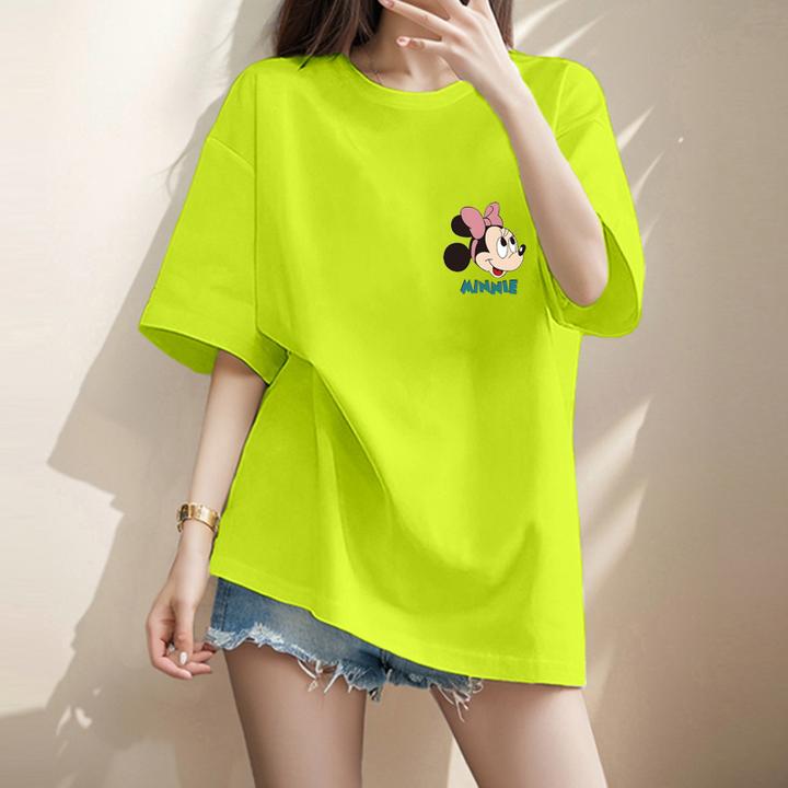 2024新款大码荧光绿纯棉短袖t恤女休闲时尚百搭减龄显瘦上衣夏季