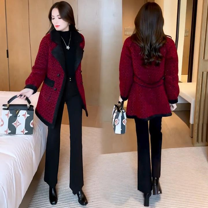 毛呢外套女2024秋冬新款时髦洋气中长款显瘦加厚气质百搭呢子大衣