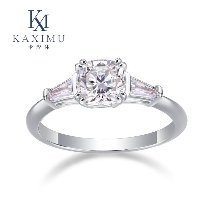 卡汐沐 925银莫桑石戒指 镶嵌1.1克拉D色莫桑钻女款戒指 轻奢百搭