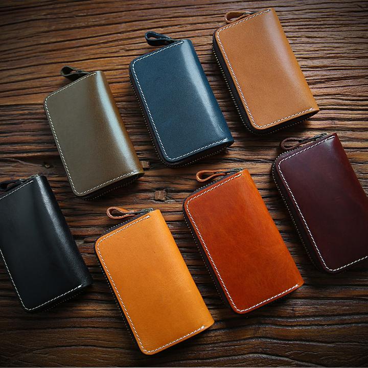 休闲头层牛皮多功能钥匙包男士真皮大容量拉链锁匙包卡包二合一潮