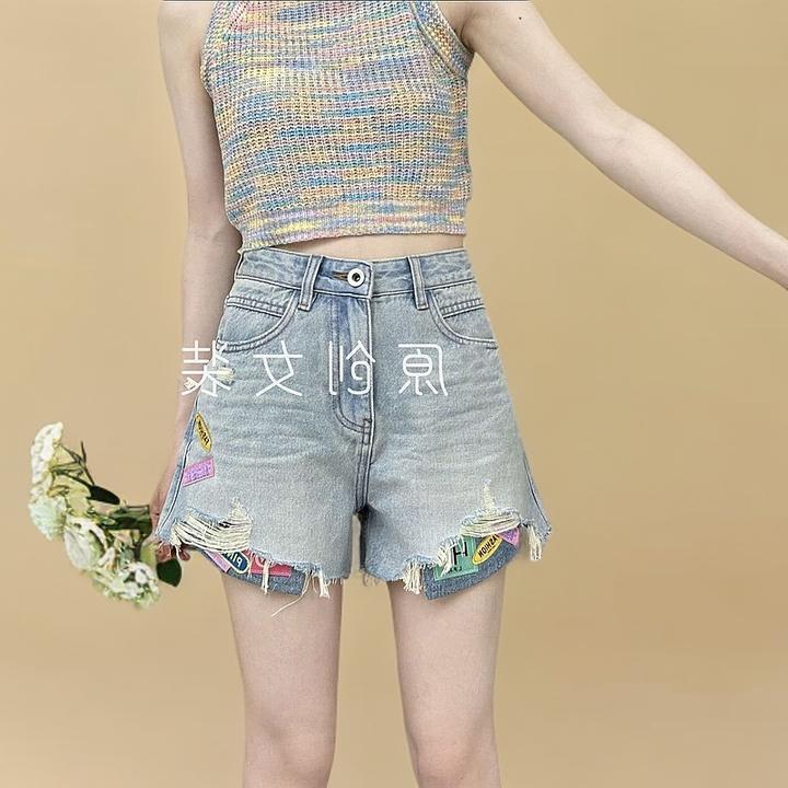 夏季薄款牛仔短裤女2025夏季新款宽松显瘦设计感贴布磨破阔腿裤