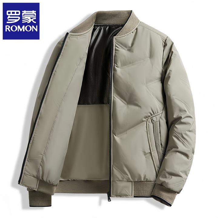 Romon/罗蒙轻薄羽绒服男士秋冬季商务休闲百搭棒球领夹克保暖外套