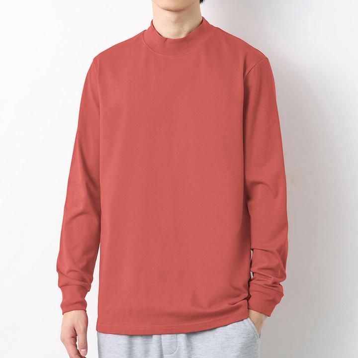 重磅纯棉长袖t恤男半高领秋冬内搭打底衫加绒加厚保暖中领秋衣服