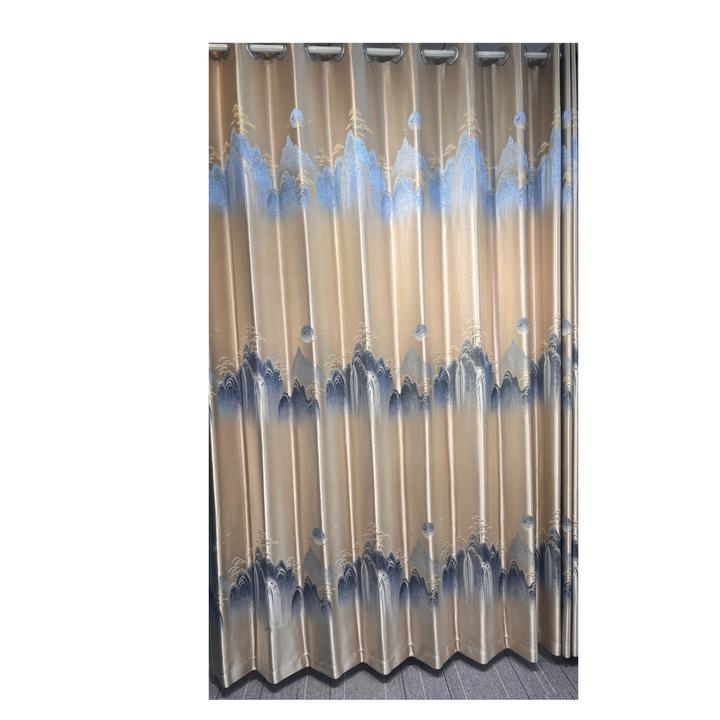 奶茶色 大好河山 客厅卧室书房阳台成品窗帘高精密色织提花窗帘