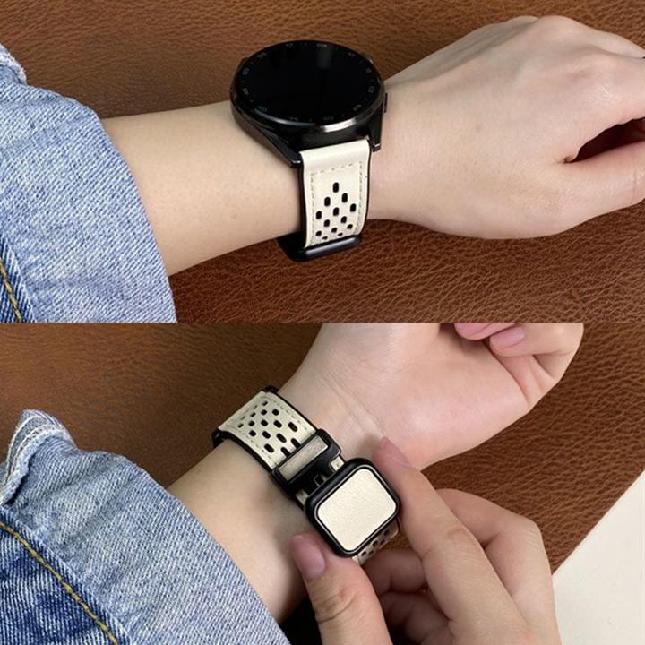 适用华为watch4新款夏天硅胶磁吸方扣GT4男女透气荣耀GS4真皮表带