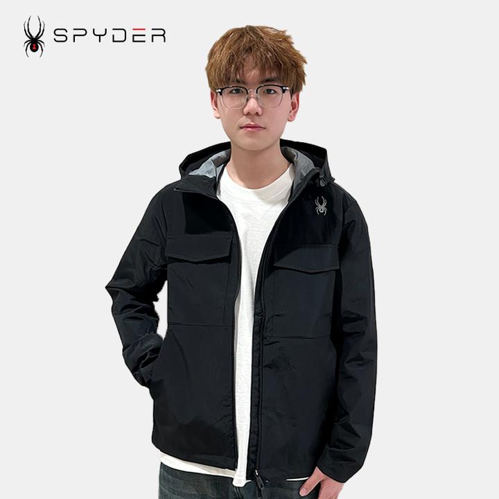 Spyder24年新款男士户外休闲连帽防风时尚梭织防泼水夹克24ES101M