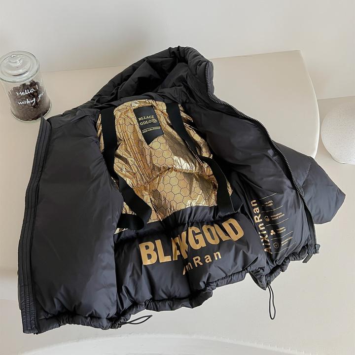 儿童黑金羽绒服男童加厚短款冬季韩版洋气女童宝宝白鸭绒童装外套