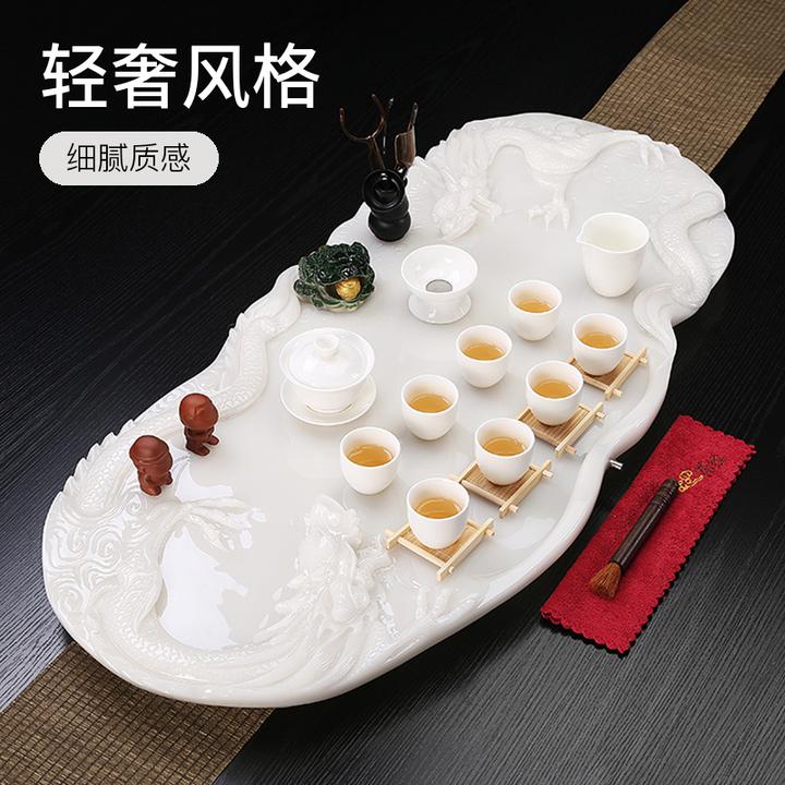 干泡台茶盘家用高档茶托盘陶瓷大号手工轻奢小型茶道石茶台适合