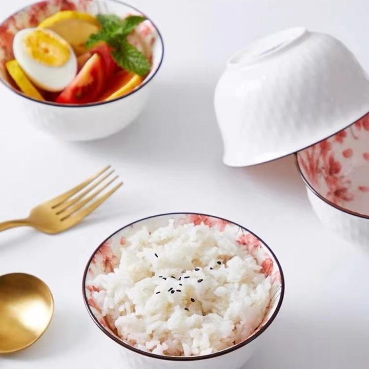 Sazaki樱花 米饭碗4.5英寸家用小号饭碗波兰彩陶瓷手绘釉下彩高档