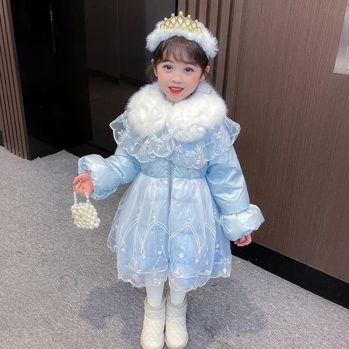 2025女童秋冬款加绒加厚爱莎公主裙生日礼服裙美乐蒂艾莎公主裙