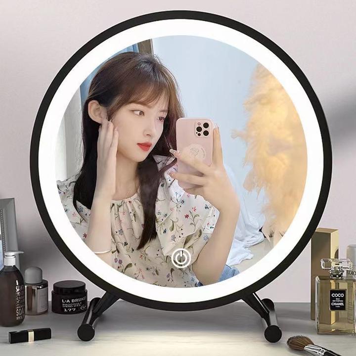 大号化妆镜台式桌面镜子卧室化妆镜led灯镜学生梳妆镜子宿舍用