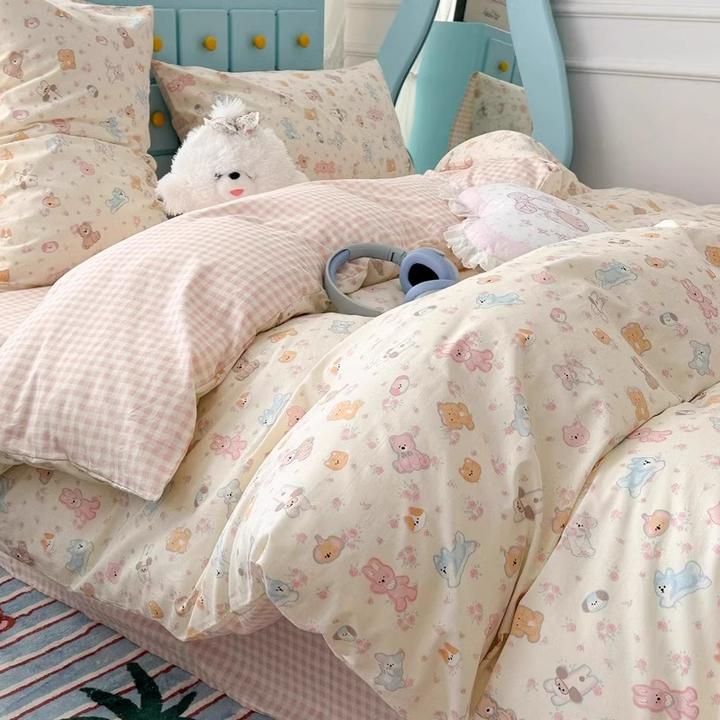 小清新少女全棉床上四件套公主风碎花学生宿舍单人可爱被罩三件套