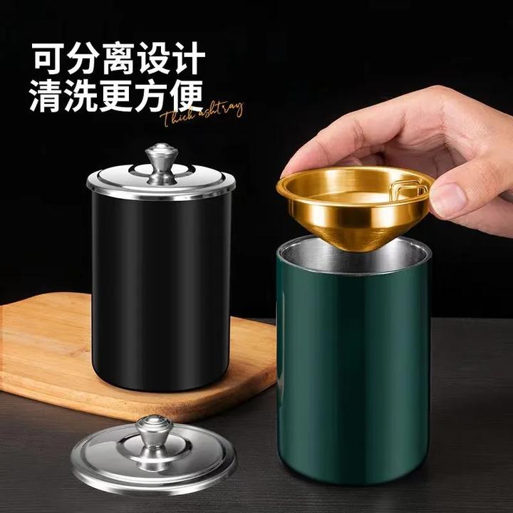 【新款带盖】不锈钢漏斗式防摔创意家用客厅防飞灰车载烟盅防烟味
