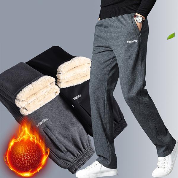 秋冬宽松大码运动裤中老年加绒装加绒休闲裤男加厚保暖直筒裤外穿