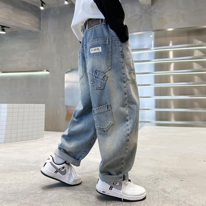 男童秋季软牛仔裤子2024新款中大童秋装儿童宽松男孩春秋洋气长裤