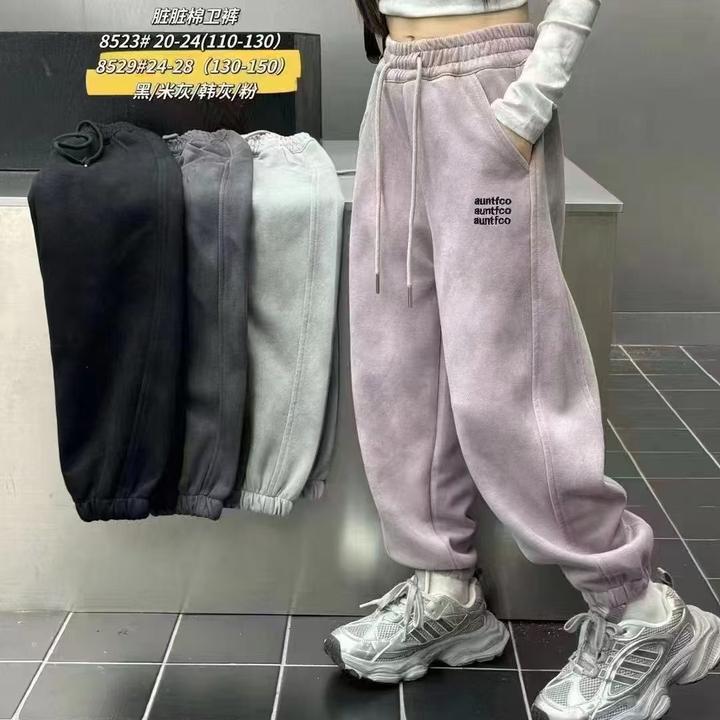 蚂蚁王子刺绣字母加绒男女童卫裤