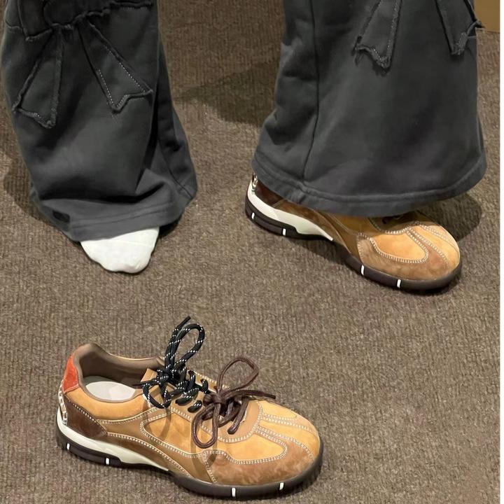 厚底内增高德训鞋女2025新款秋季百搭运动休闲板鞋棕色复古阿甘鞋