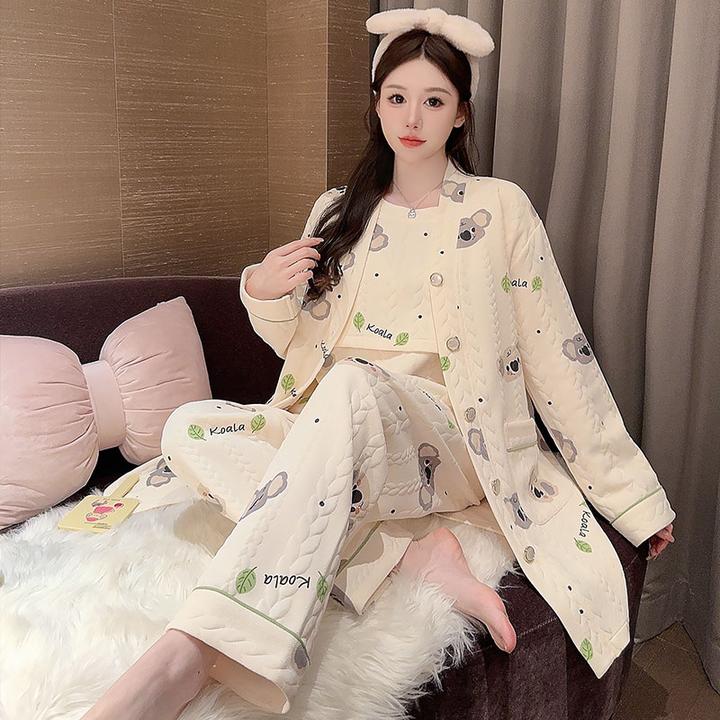 熊猫皇后月子服三件套秋冬季产后空气棉哺乳孕妇睡衣春秋10-11月