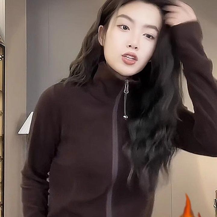 美拉德风保暖长袖卫衣女秋冬新款设计感德绒立领百搭休闲开衫外套