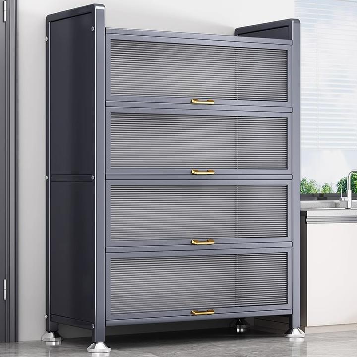 优勤厨房置物架落地多层收纳柜多功能碗柜微波炉橱柜餐边储物柜子