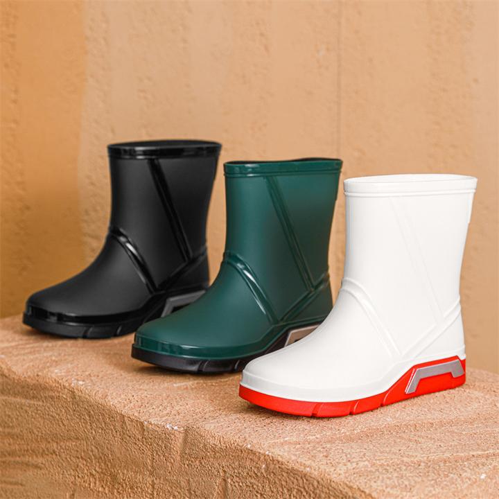 2024新款外贸男士防水鞋外穿防滑耐磨保暖雨靴钓鱼洗车厨房胶鞋雨