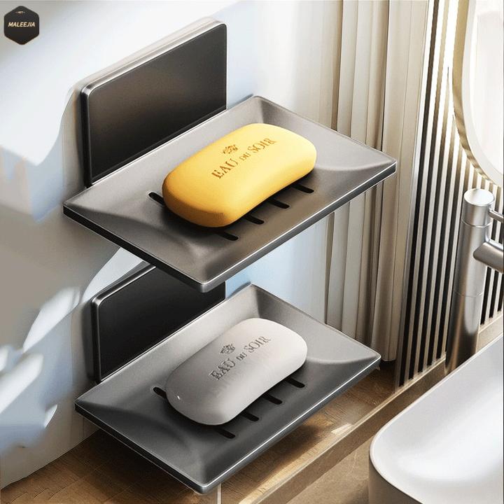 肥皂盒壁挂式免打孔家用卫生间高档沥水香皂置物架厕所浴室收纳盒