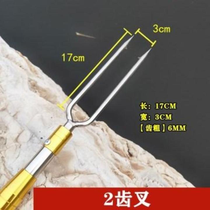 不锈钢加固鱼叉杆加长二齿三齿倒刺青蛙鳗鱼螃蟹海用渔具配件