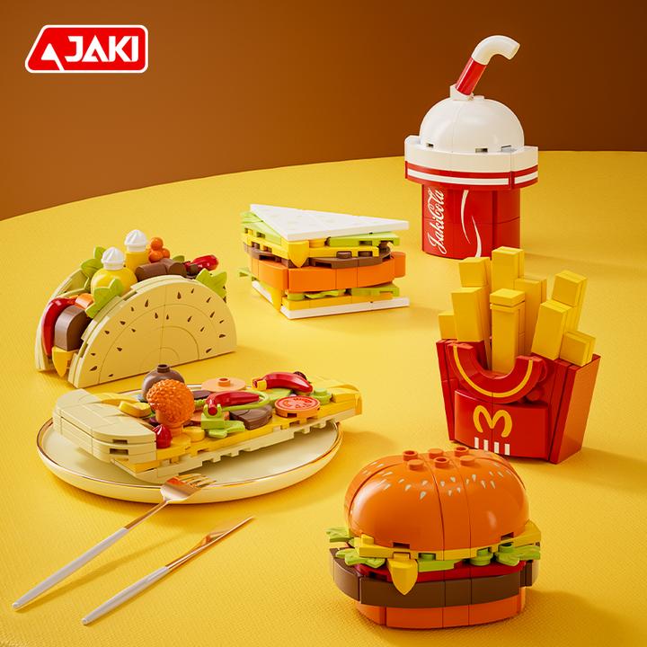 【JAKI佳奇】积木冰箱贴创意摆件可乐薯条美食男女孩益智拼装玩具