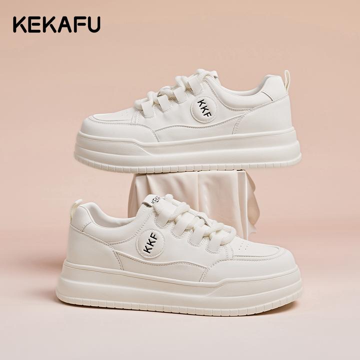 珂卡芙厚底小白鞋女2025秋季新款百搭爆款透气配裙子运动休闲板鞋