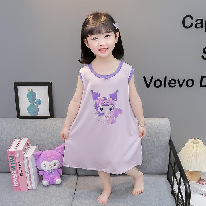 女童睡裙莫代尔女孩薄款夏季儿童睡衣公主风2024新款女小童背心裙