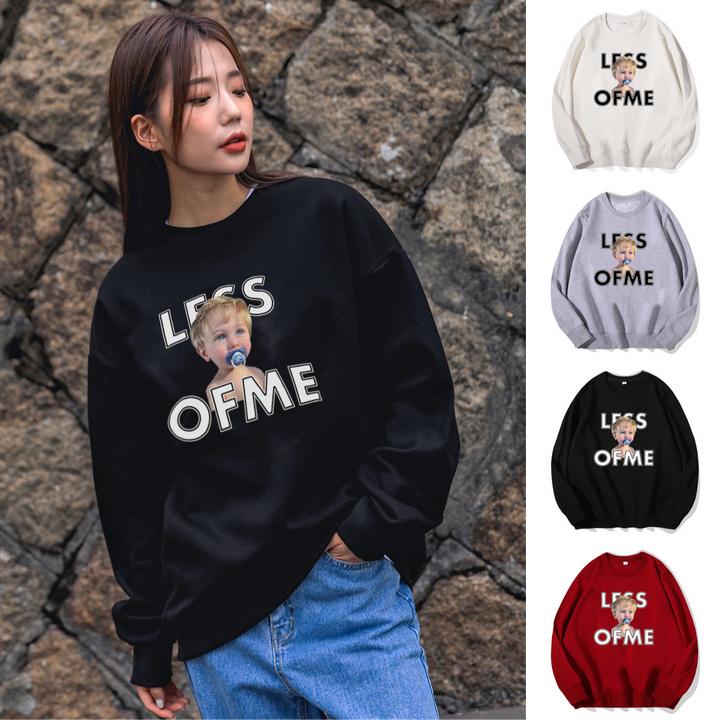 【HM姜欧巴】LESSOFME 时尚潮流重磅银狐绒加绒加厚圆领卫衣女百搭