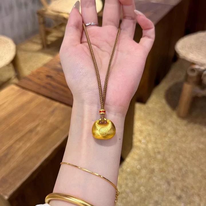 非金属布艺项链 金店同款古法小胖福项链小众轻奢女编织绳毛衣链