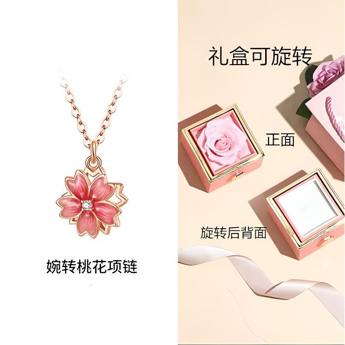 坠链均925银珐琅 学生桃花项链女士2024新款轻奢小众高级感送女友