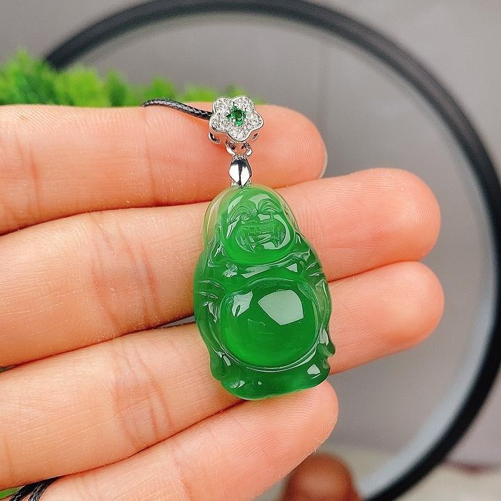 天然冰绿站站佛吊坠 天然玉石 珠宝项链吊坠 支持复检