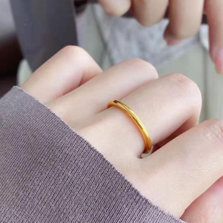 钛钢戒指 经典百搭古法素圈戒指不掉色光面磨砂素戒简约平替好物