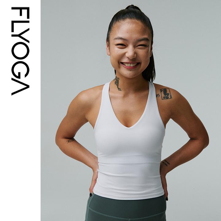 FLYOGA飞蓝羽感瑜伽服带胸垫一体杯中高强度长款运动背心女31206