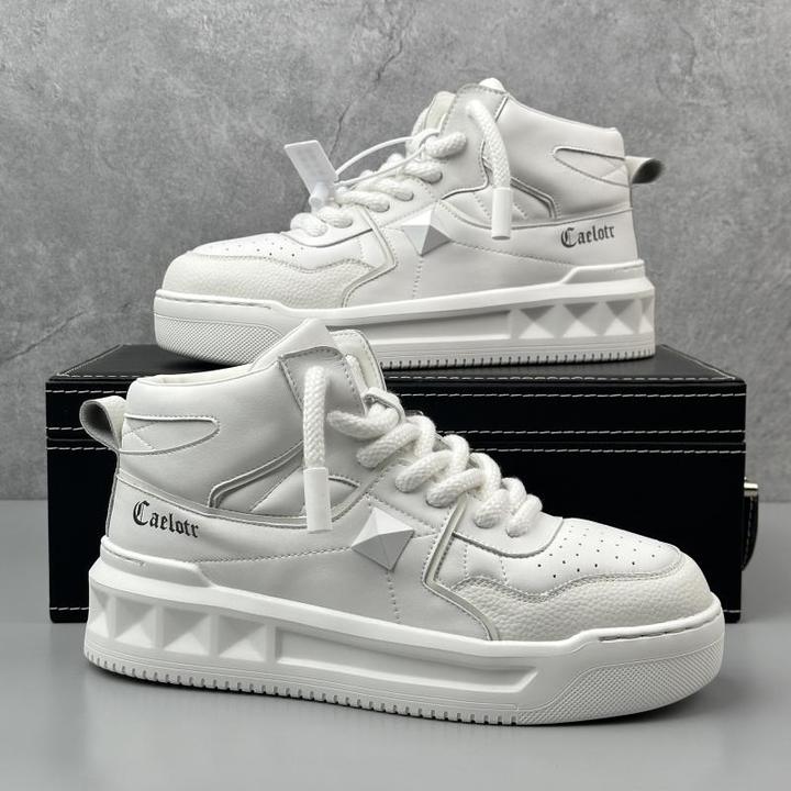 2004冬季新款男鞋高帮厚底增高小白鞋男时尚百搭休闲板鞋韩版鞋子