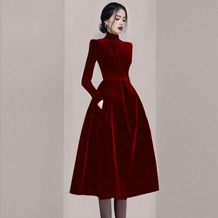时尚洋气减龄法式气质轻熟女装2023秋季新款长袖大摆连衣裙时尚