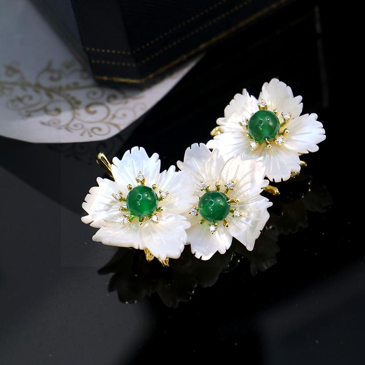 D.M.D/迪曼达 合金胸针 d477绿珠花胸针高档女优雅胸花别针配饰